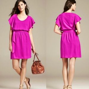 💗Banana Republic Pink Flutter Sleeve Dress (4)💗